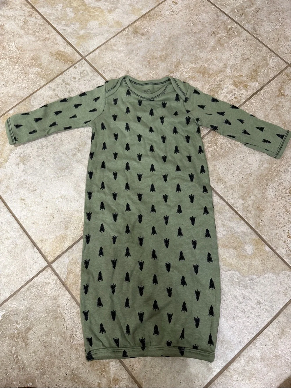 Olive Green Baby Sleep Sack with Black Tree Print